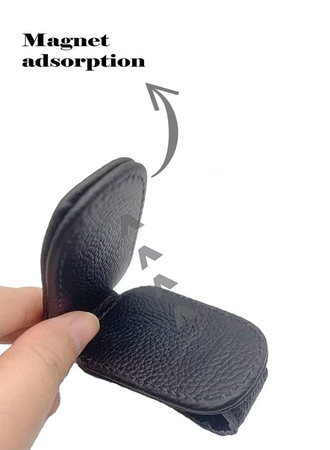 حامل نظارات شمسية مغناطيسي من الجلد لحاجب السيارة - جلد فاخر، قبضة قوية، تشغيل بيد واحدة، وسهولة التركيب - ملحق مثالي للسيارة لجميع المركبات، أسود (قطعة واحدة) - Image 2