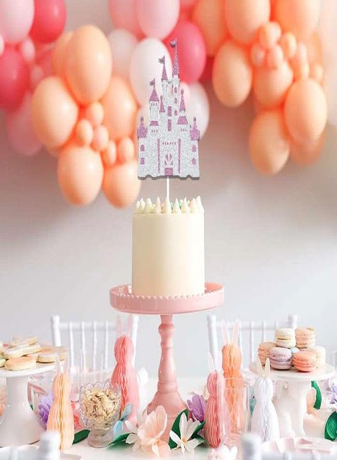 WFKLDF Pink & Silver Castle Cake Topper - Princess Cake Topper - Castle Theme Birthday Party Decorations - Image 3