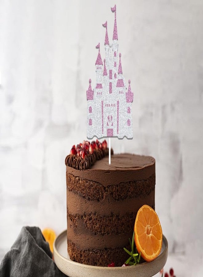 WFKLDF Pink & Silver Castle Cake Topper - Princess Cake Topper - Castle Theme Birthday Party Decorations - Image 4