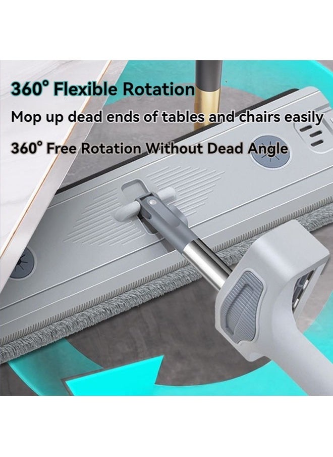 Self Wringing Flat Mop and Folding Bucket Microfiber Mop Pads Hand Free Wringing Floor Clean Mop with 3 Pads for Hardwood Laminate Tile Floor and Window Cleaning