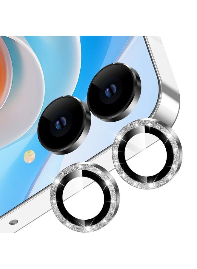 YWXTW for Samsung Galaxy Z Flip 7 Camera Lens Protector, Bling Glitter Individual Anti Scratch Metal Ring Tempered Glass Camera Screen Protector for Z Flip 7 Accessories 2025 (Glitter-Silver - Image 1