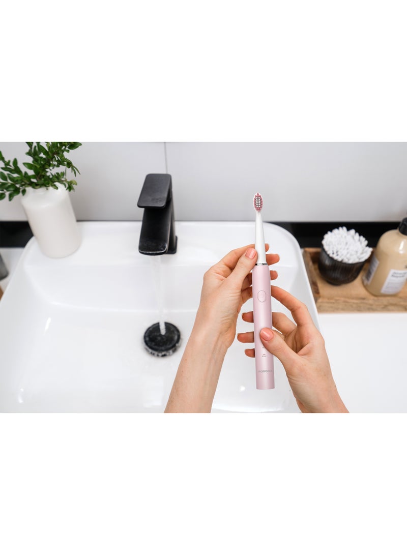 porodo W-Sonic Electric Toothbrush with 100 Days Battery Life & Professional Sonic Cleaning / Low Noise Operation / IPX7 Water Resistant / 2 min Smart Timer - Pink - Image 3