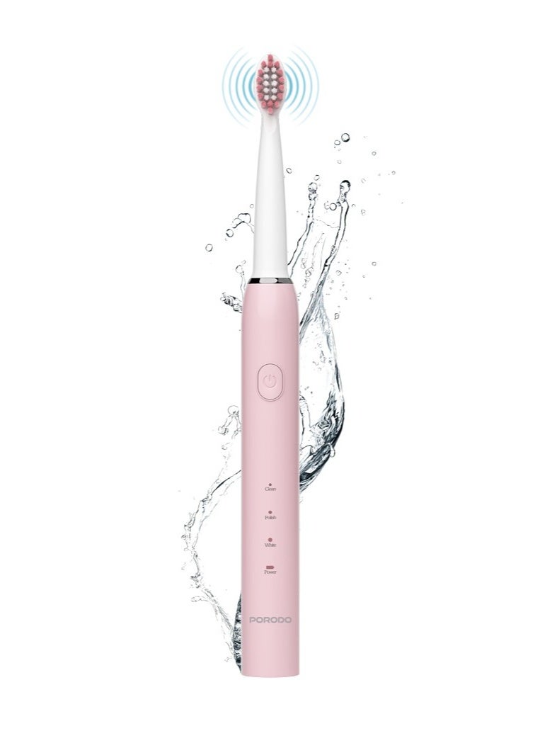 W-Sonic Electric Toothbrush with 100 Days Battery Life & Professional Sonic Cleaning / Low Noise Operation / IPX7 Water Resistant / 2 min Smart Timer - Pink