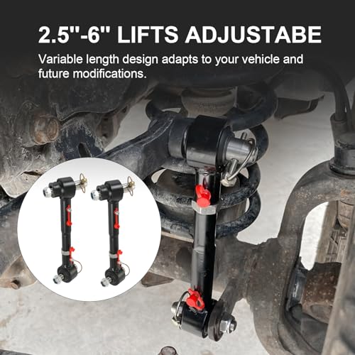 RALZAOTO Front Swaybar Quicker Disconnect System with 2.5" - 6" Lift Adjustable Quicker Disconnect Sway Bar Links Compatible with Jeep Wrangler JK JKU 2007-2018 Replace 2034 - Image 4