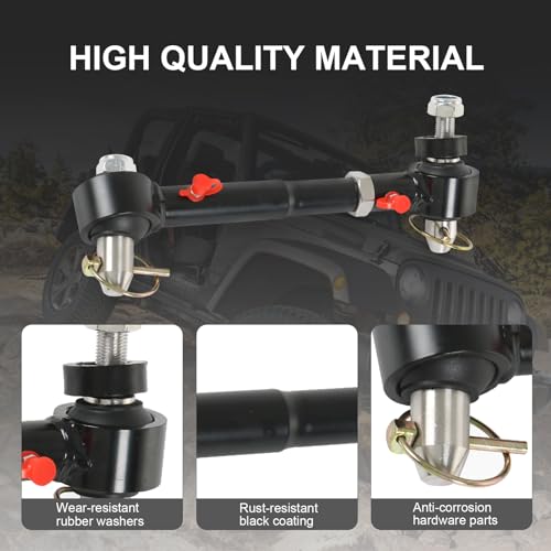 RALZAOTO Front Swaybar Quicker Disconnect System with 2.5" - 6" Lift Adjustable Quicker Disconnect Sway Bar Links Compatible with Jeep Wrangler JK JKU 2007-2018 Replace 2034 - Image 5