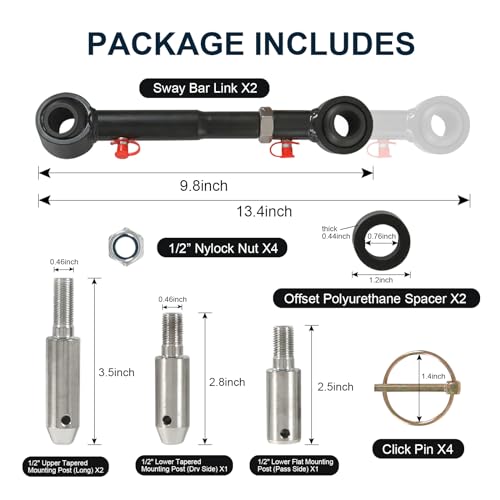 RALZAOTO Front Swaybar Quicker Disconnect System with 2.5" - 6" Lift Adjustable Quicker Disconnect Sway Bar Links Compatible with Jeep Wrangler JK JKU 2007-2018 Replace 2034 - Image 3