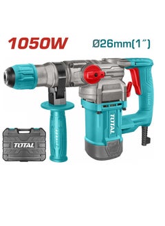 TOTAL Total Rotary Hammer 1050W - 220-240V SDS-Plus System, 4.5J Impact Energy, 1100RPM, 3800BPM, Max Drilling 26mm Concrete, Includes 3 Drills & 2 Chisels - TH110266  - Image 1