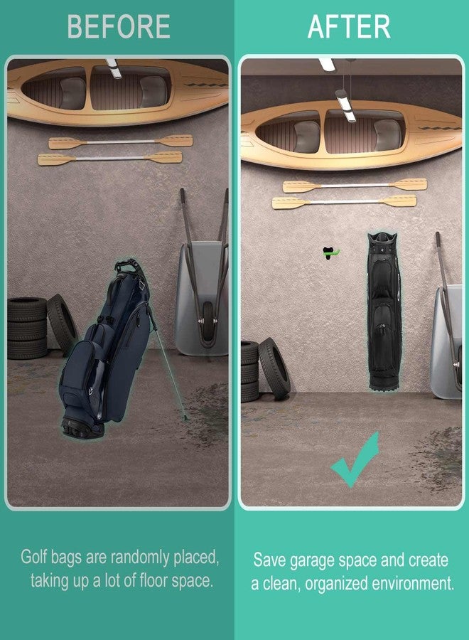 FEYRUN Wall Mounted Golf Bag Hook, 2 Bags Storage Racks Perfect for Garage Organization, Space Saving Hanging Organizer (Black) - Image 3