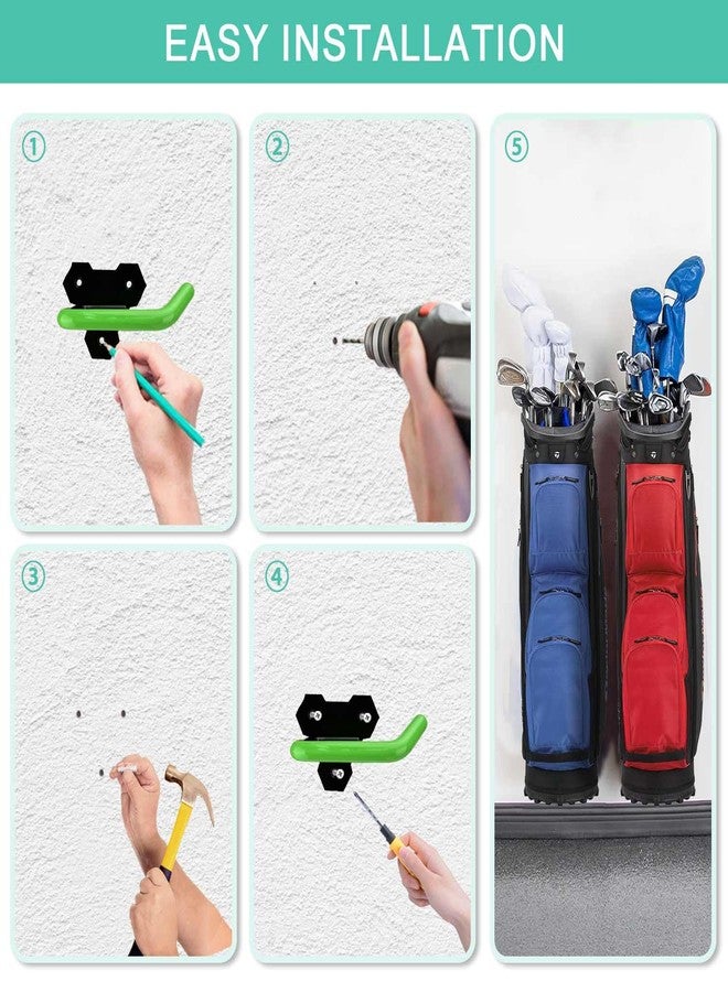 FEYRUN Wall Mounted Golf Bag Hook, 2 Bags Storage Racks Perfect for Garage Organization, Space Saving Hanging Organizer (Black) - Image 4