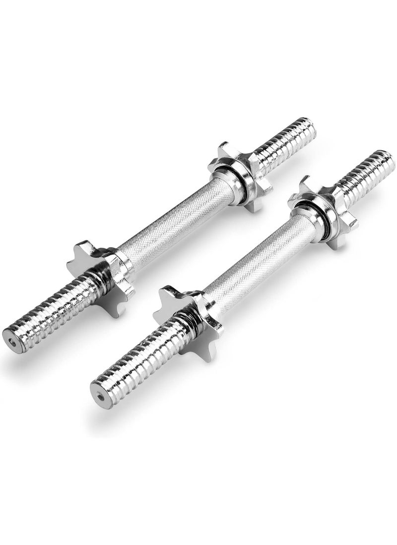 Generic - Chromed Threaded Dumbbell Weightlifting Bar Handle with Spin Locks 2 Pcs, 35CM - Image 1