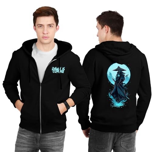 fanideaz Mens Zipper Hoodie Neck Printed_3033BK_L - Image 1