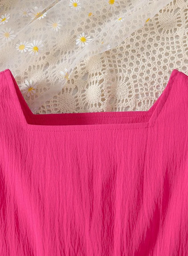 Take Two Take Two Flower Lace Detail Square Neck Dress