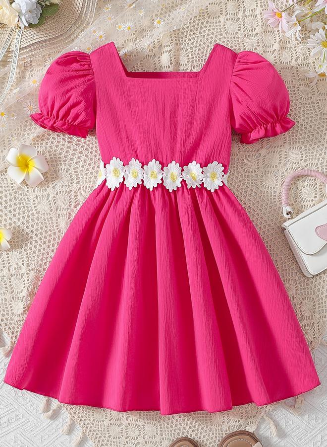 Take Two Flower Lace Detail Square Neck Dress - Image 1