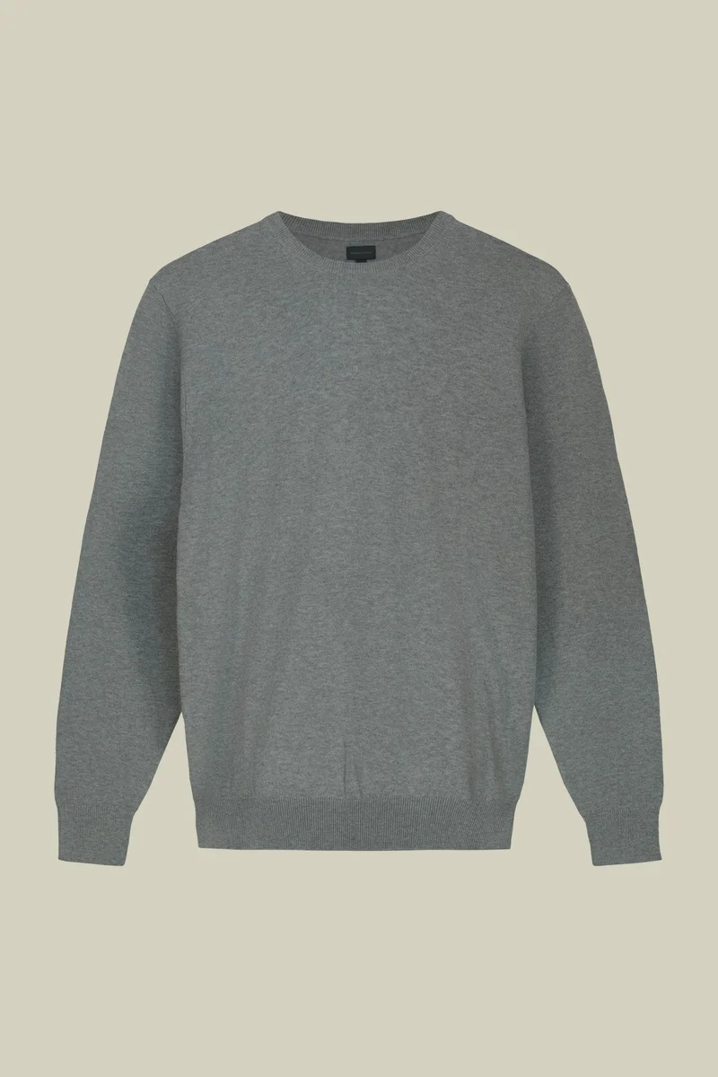Doppelganger Men's regular fit crew neck jumper in wool and cotton - LT Grey