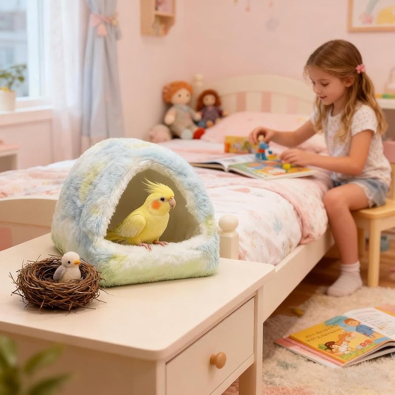 Winter Warm Plush Bird Nesting Cave for Parrot Parakeet Cockatiel Conure Canary - Image 4