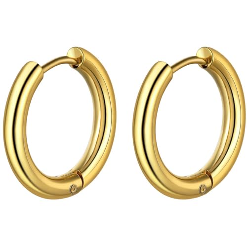Stud Hoop Earrings For Men Women Jewelry Gift 18K Gold Plated Hip Hop Huggie Earrings