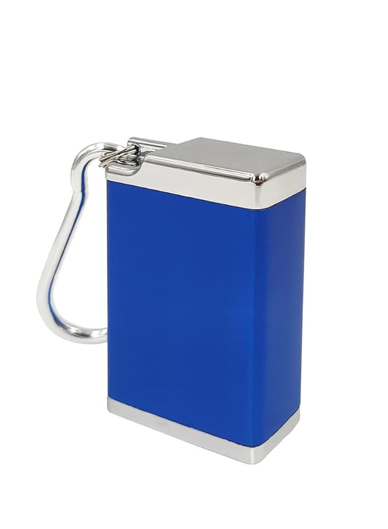 Portable Ashtray with Lid, Pocket Ashtray Keychain Cigarette Deodorant Ashtray Lightweight Metal Ash Container Leakproof Mini Trash Can for Outdoor Travel Camping Use (blue) - Image 1