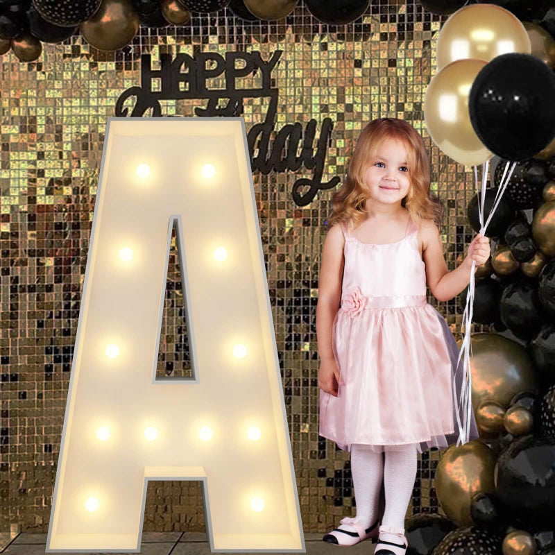 4FT Marquee Light Up Letters A Big Marquee Letter for Birthday Graduation Baby Shower Birthday Engagement Wedding Marry Me Party Decor 4FT A