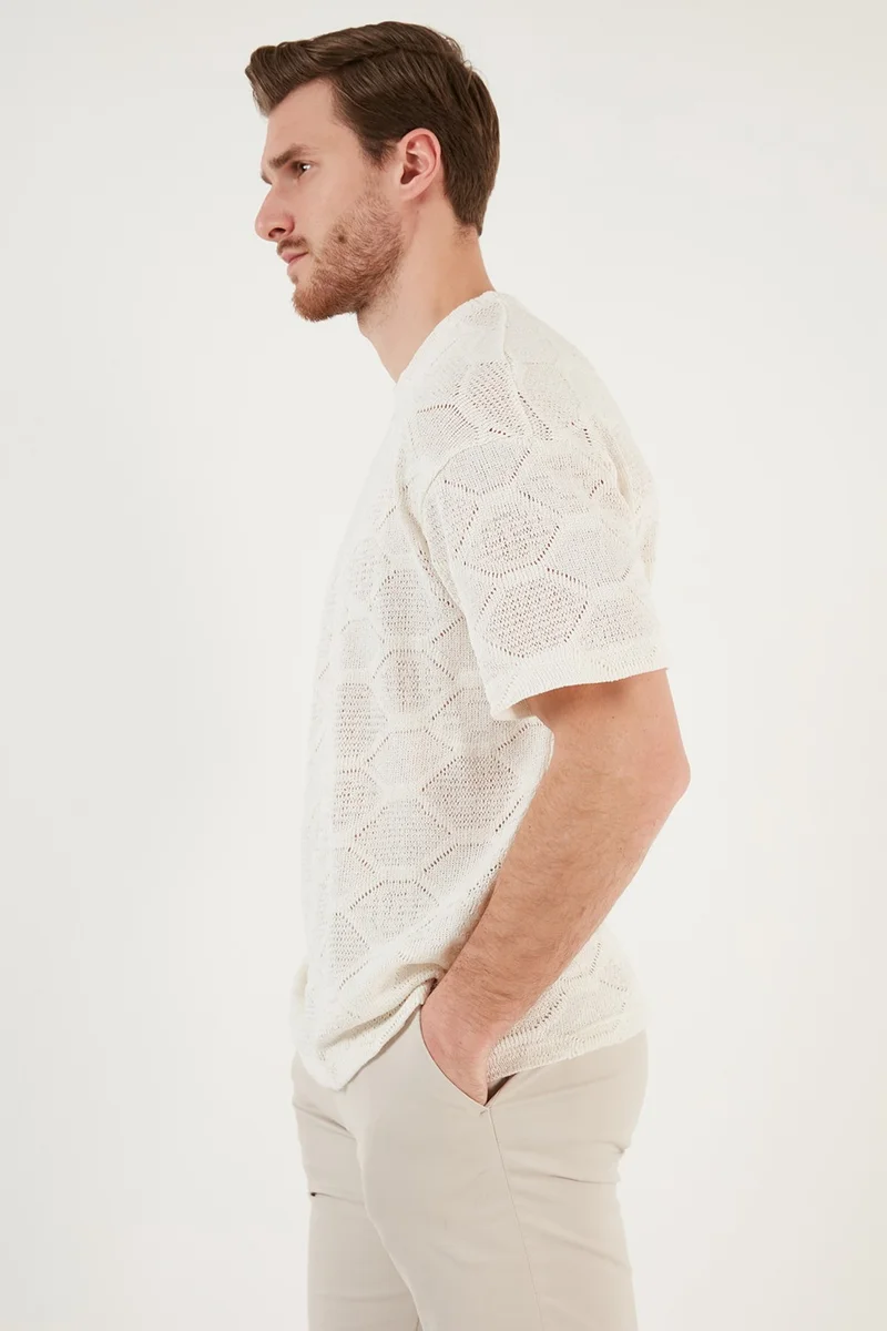 بوراتي Cotton Regular Fit Knitted T Shirt Men's T Shirt CF24S218032