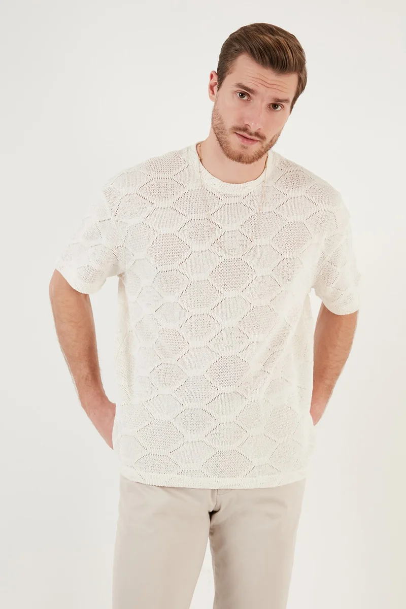 بوراتي Cotton Regular Fit Knitted T Shirt Men's T Shirt CF24S218032