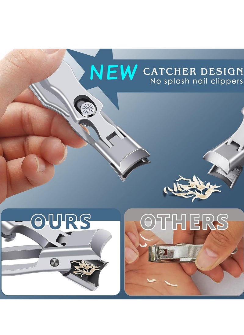 Nail Clippers For Thick Nails, Extra Large Heavy Duty Toe Nail Clippers For Seniors, Stainless Steel Wide Jaw Opening, No Splash Fingernail Cutters, With Nail File And Iron Box Storage