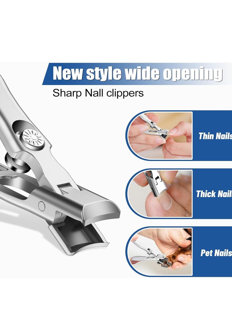 Nail Clippers For Thick Nails, Extra Large Heavy Duty Toe Nail Clippers For Seniors, Stainless Steel Wide Jaw Opening, No Splash Fingernail Cutters, With Nail File And Iron Box Storage