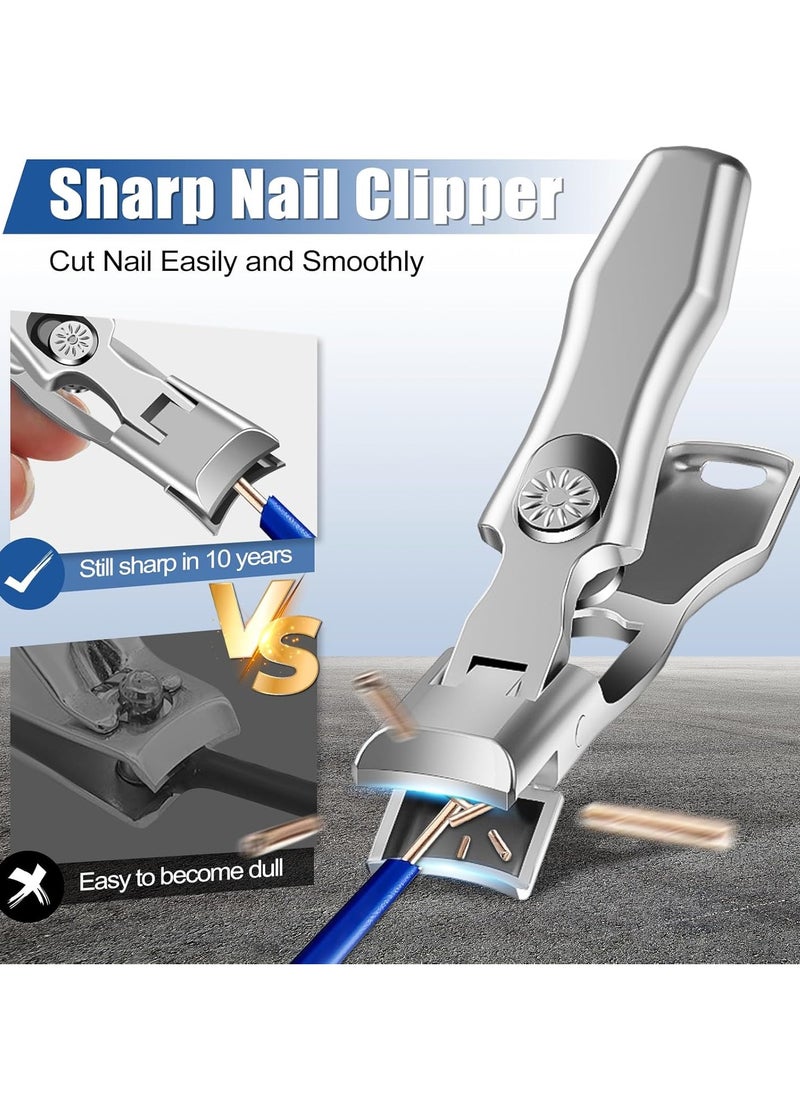 Nail Clippers For Thick Nails, Extra Large Heavy Duty Toe Nail Clippers For Seniors, Stainless Steel Wide Jaw Opening, No Splash Fingernail Cutters, With Nail File And Iron Box Storage