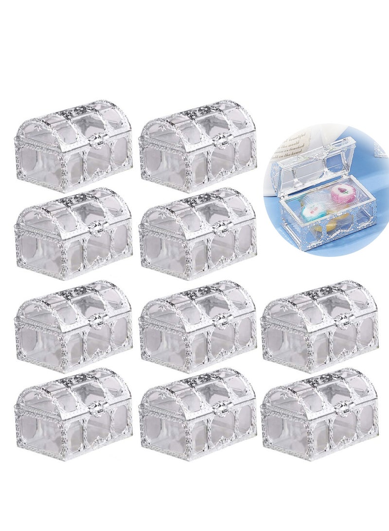 SYOSI Treasure Box Candy Box, 10 Pieces Creative Treasure Box Jar Transparent Jewelry Box Chocolate Packaging Gift Decoration Display Box for Wedding Party Anniversary Birthday Gift (Silver) - Image 1