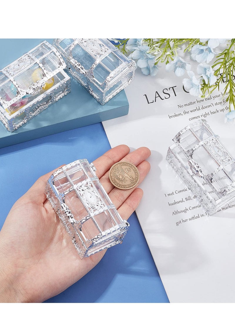 SYOSI Treasure Box Candy Box, 10 Pieces Creative Treasure Box Jar Transparent Jewelry Box Chocolate Packaging Gift Decoration Display Box for Wedding Party Anniversary Birthday Gift (Silver) - Image 3