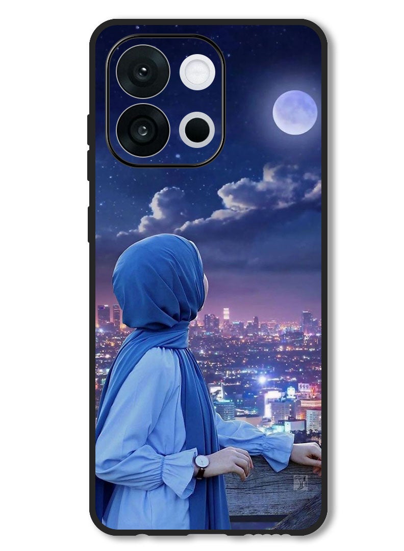 Theodor Case Compatible with OnePlus 13T 6.32 Inch Protection Shockproof Bumper Cover Hijab Girl Looking at Moon - Image 1
