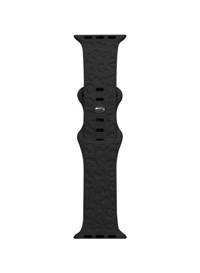 For Apple Watch Ultra s9 Silicone Laser Leopard Pattern 41mm40mm38mm Apple Watch Strap (Black) - Image 3