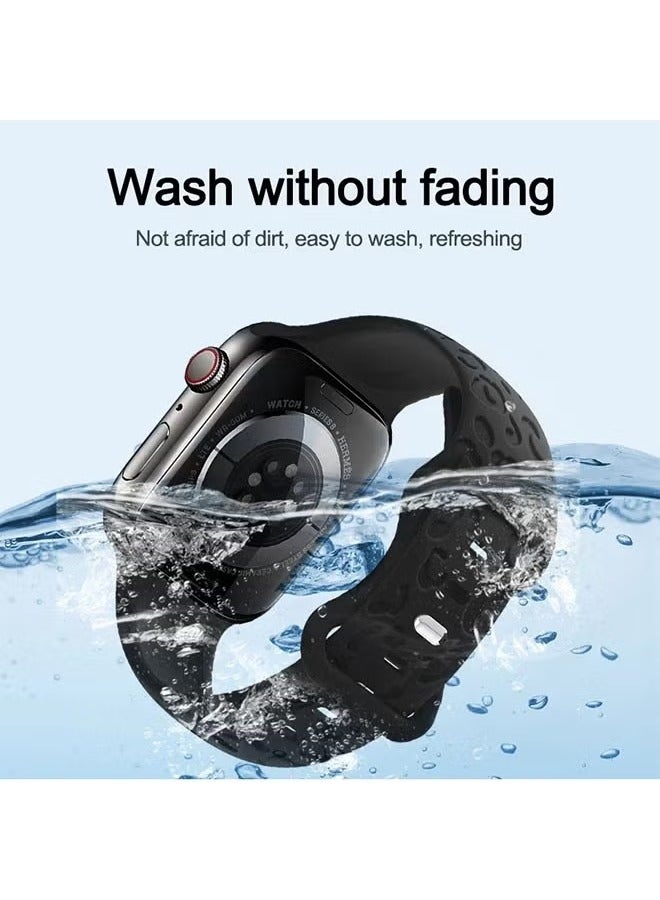 For Apple Watch Ultra s9 Silicone Laser Leopard Pattern 41mm40mm38mm Apple Watch Strap (Black) - Image 5