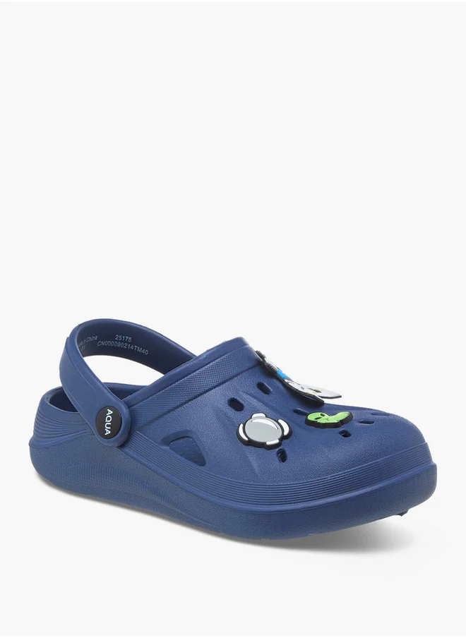 Aqua Applique Detail Clogs with Backstrap