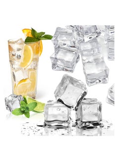 XiuWoo 50 Pcs 30MM Reusable Plastic Ice Cubes,Clear Acrylic Fake Cubes,Artificial Square Crystal Cubes for Photography Props Home Decoration Wedding Centerpiece Vase Fillers  - Image 1