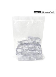 XiuWoo 50 Pcs 30MM Reusable Plastic Ice Cubes,Clear Acrylic Fake Cubes,Artificial Square Crystal Cubes for Photography Props Home Decoration Wedding Centerpiece Vase Fillers  - Image 2