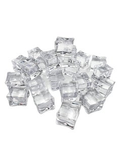 XiuWoo 50 Pcs 30MM Reusable Plastic Ice Cubes,Clear Acrylic Fake Cubes,Artificial Square Crystal Cubes for Photography Props Home Decoration Wedding Centerpiece Vase Fillers  - Image 3