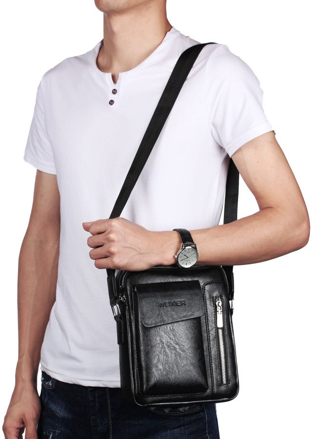 ويكسير حقيبة كتف رجالية عصرية، حقيبة رسول، حقيبة رياضية خارجية غير رسمية، حقيبة يد رجالية للأعمال، حقيبة مائلة، سوداء كبيرة - Image 1