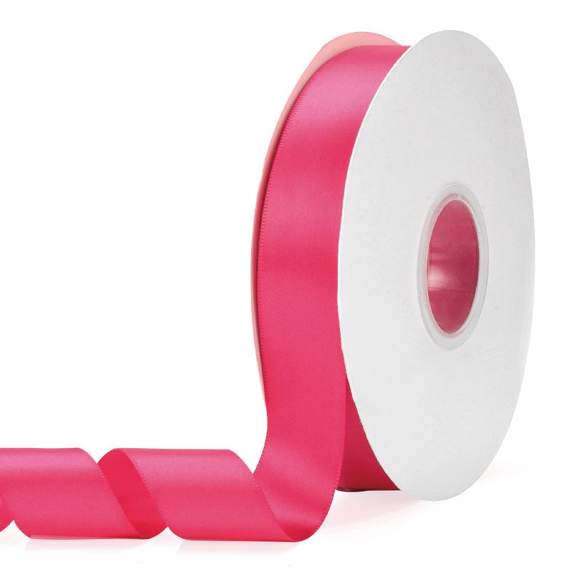 Ewaymado Solid Color Rose Red Double Faced Satin Ribbon 1 X 50 Yards Fabric Ribbons Perfect for Wedding and Party DecorationGift Wrapping Sewing Crafts