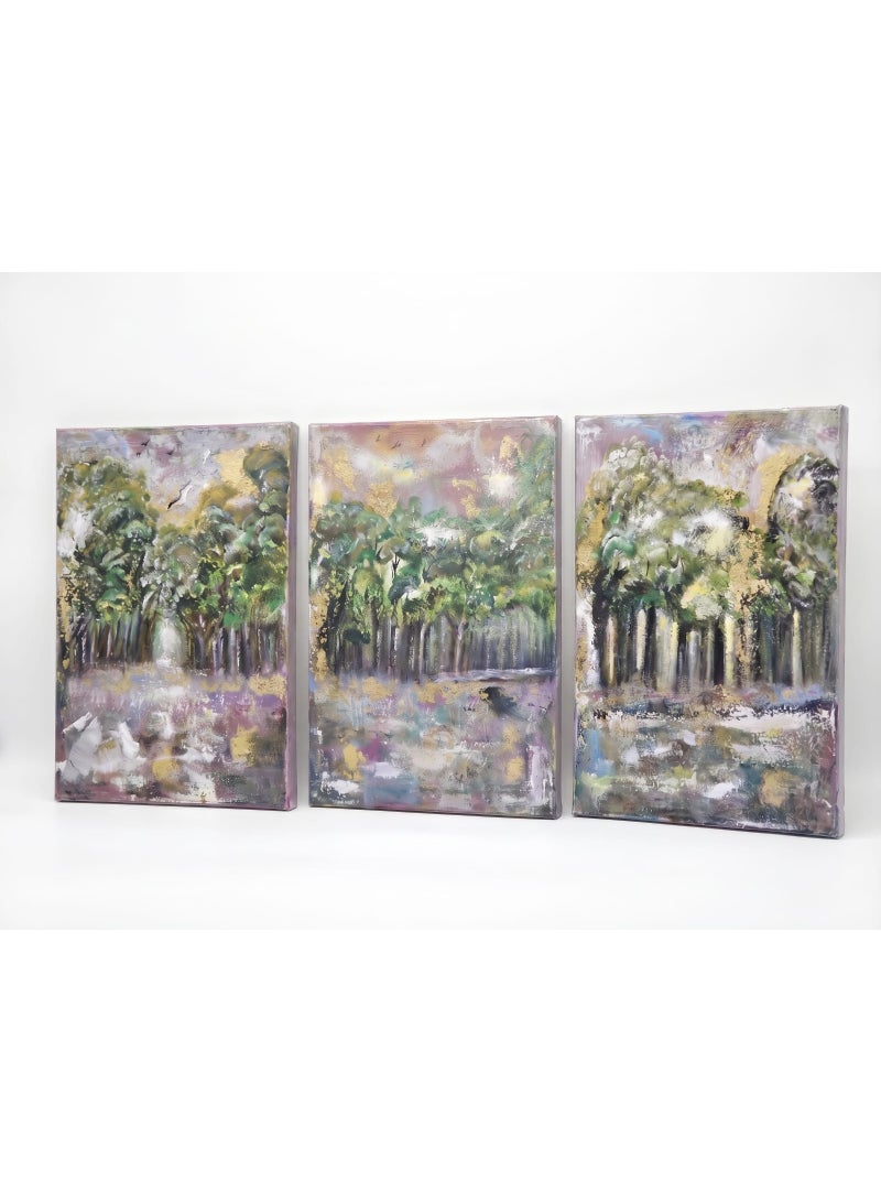 بيوند كونيكت للتجارة العامة Beyond Connect Handmade in UAE Forest Triptych Canvas Wall Art Set of 3 - Image 1