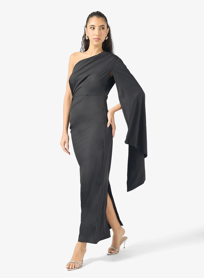 Ginger One Shoulder Draped Bodycon Dress