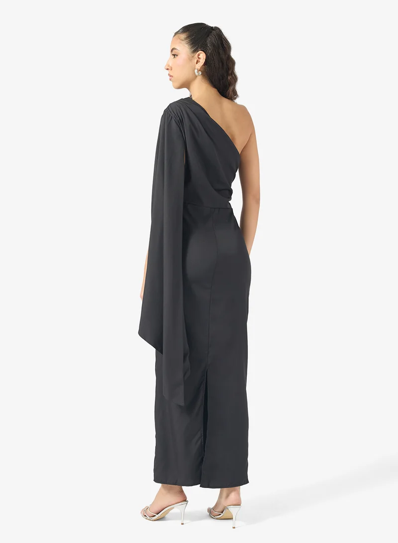 Ginger One Shoulder Draped Bodycon Dress