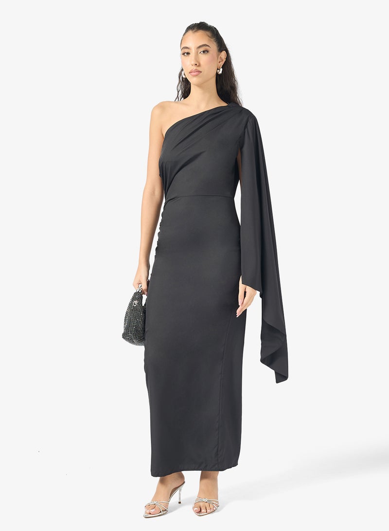 جينجر فستان ضيق بكتف واحد وكسرات - Image 4