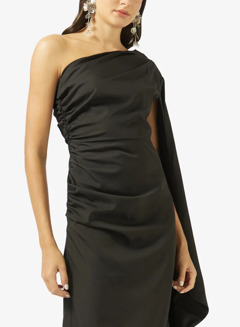 Ginger One Shoulder Draped Bodycon Dress
