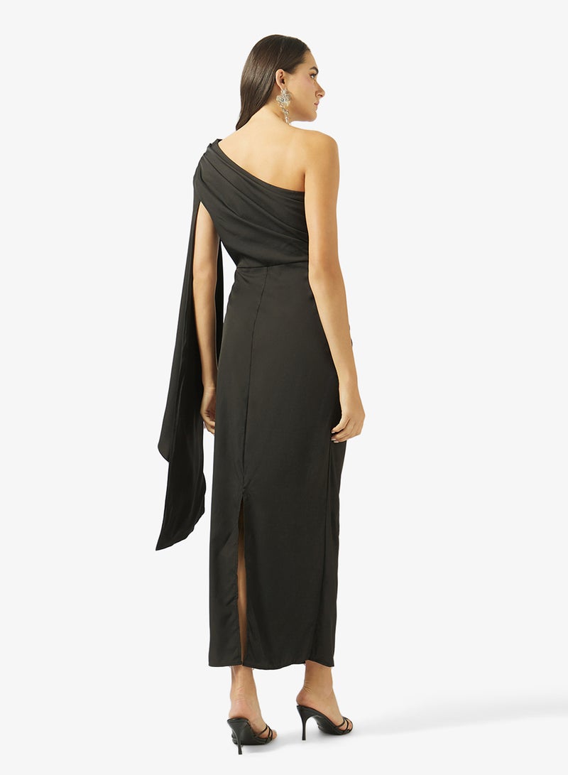 Ginger One Shoulder Draped Bodycon Dress - Image 2