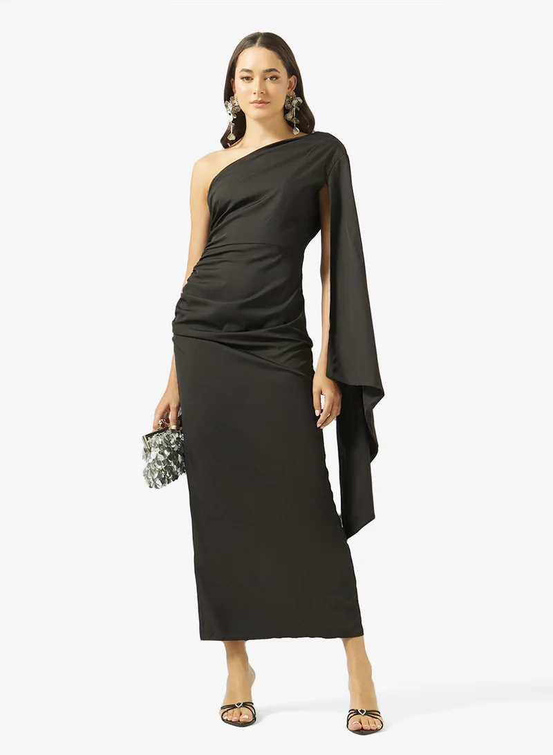 Ginger One Shoulder Draped Bodycon Dress