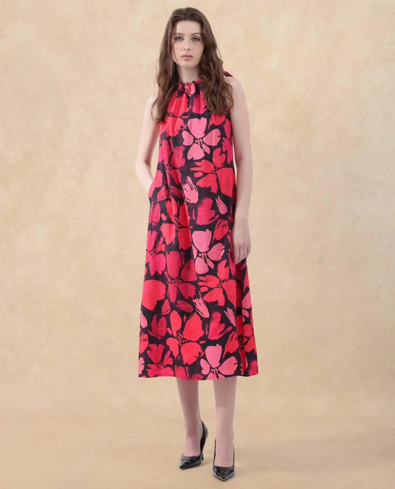 ريريزم Women's Floral Abstract Print Maxi Brunch Dress