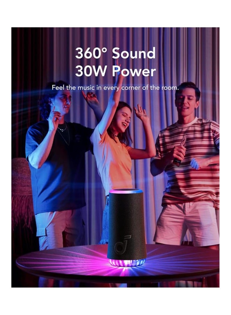 Soundcore Glow Portable Speaker With 30W 360° Sound, Synchronized Radiant Light, 18H Playback, Customizable EQ And Light Show, And IP67 Waterproof Black - Image 2