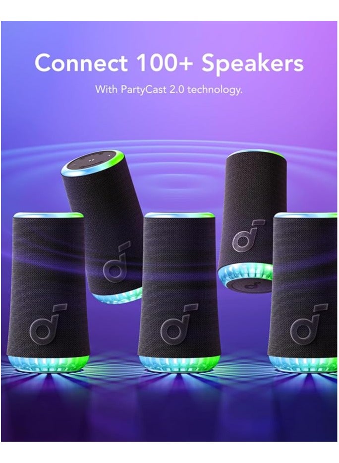 Soundcore Glow Portable Speaker With 30W 360° Sound, Synchronized Radiant Light, 18H Playback, Customizable EQ And Light Show, And IP67 Waterproof Black - Image 4
