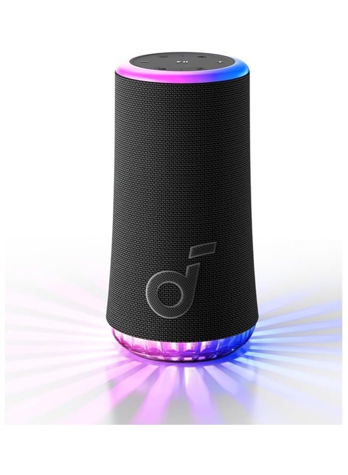 Glow Portable Speaker With 30W 360° Sound, Synchronized Radiant Light, 18H Playback, Customizable EQ And Light Show, And IP67 Waterproof Black