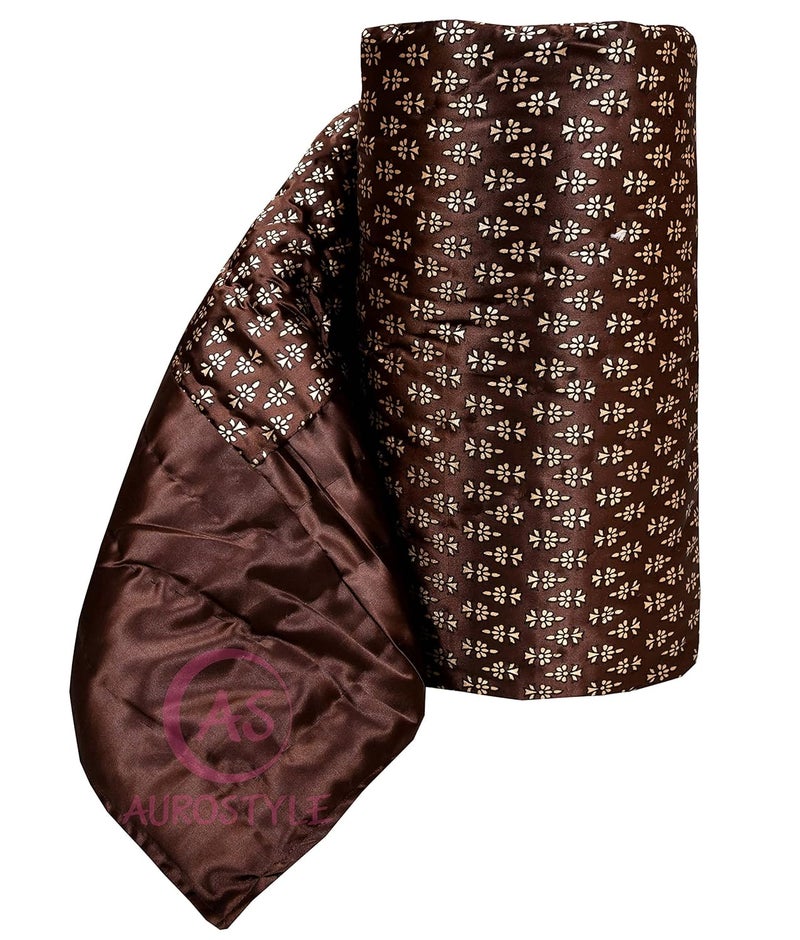 AUROSTYLE AUROSTYLE Rajasthani Cotton Filled Light Weight Silk Soft Jaipuri AC QuiltRazai Dohar Over All Floral Print Design with Gold Print Quilts Blankets for Home Brown Butti Print Double Bed - Image 4